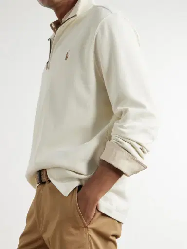 Polo Ralph Lauren Logo-Embroidered Ribbed Cotton Half-Zip Sweater - Men | Thumbnail 5