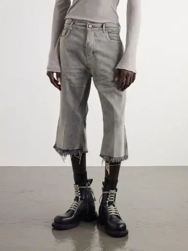 Rick Owens Bolan Straight-Leg Frayed Denim Shorts - Men | Thumbnail 3