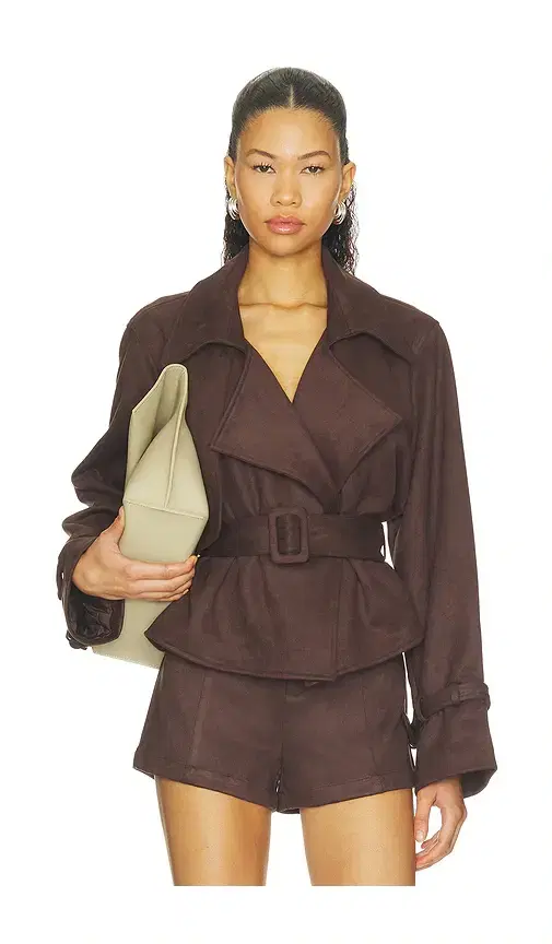 Marais Faux Suede Cropped Trench Coat