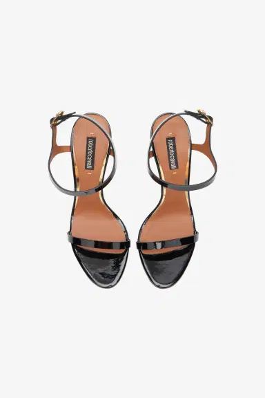 Roberto Cavalli Black Patent Leather Sandal With RC Monogram | Thumbnail 6 Roberto Cavalli Black Patent Leather Sandal With RC Monogram | Thumbnail 6