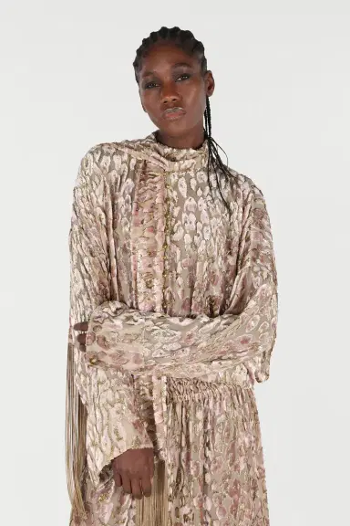 Roberto Cavalli Long Dress With All-Over Dappled Pattern | Thumbnail 5