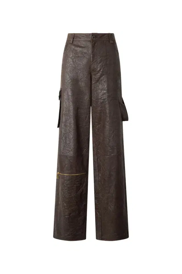 Roberto Cavalli Dark Brown Genuine Leather Pants