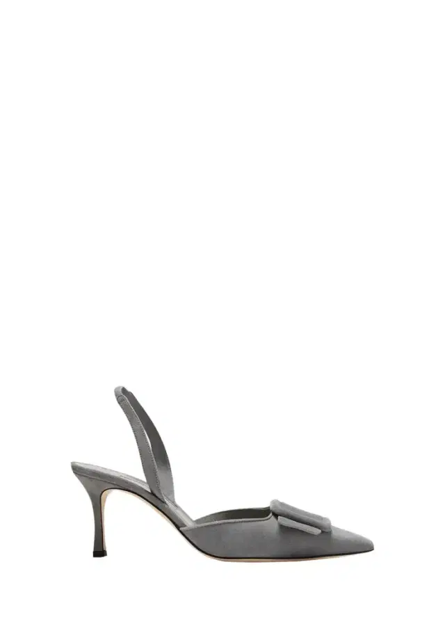 Manolo Blahnik Maysli Suede Buckle Halter Pumps