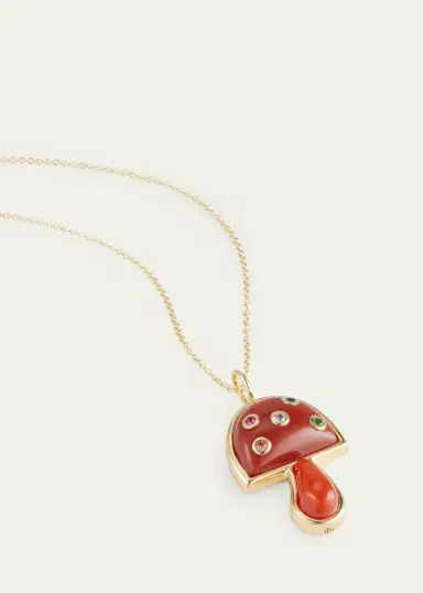 Brent Neale Mini Mushroom Pendant with Sapphires on Chain, 16"L | Thumbnail 3