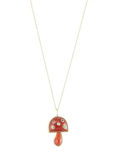 Brent Neale Mini Mushroom Pendant with Sapphires on Chain, 16"L | Thumbnail 1