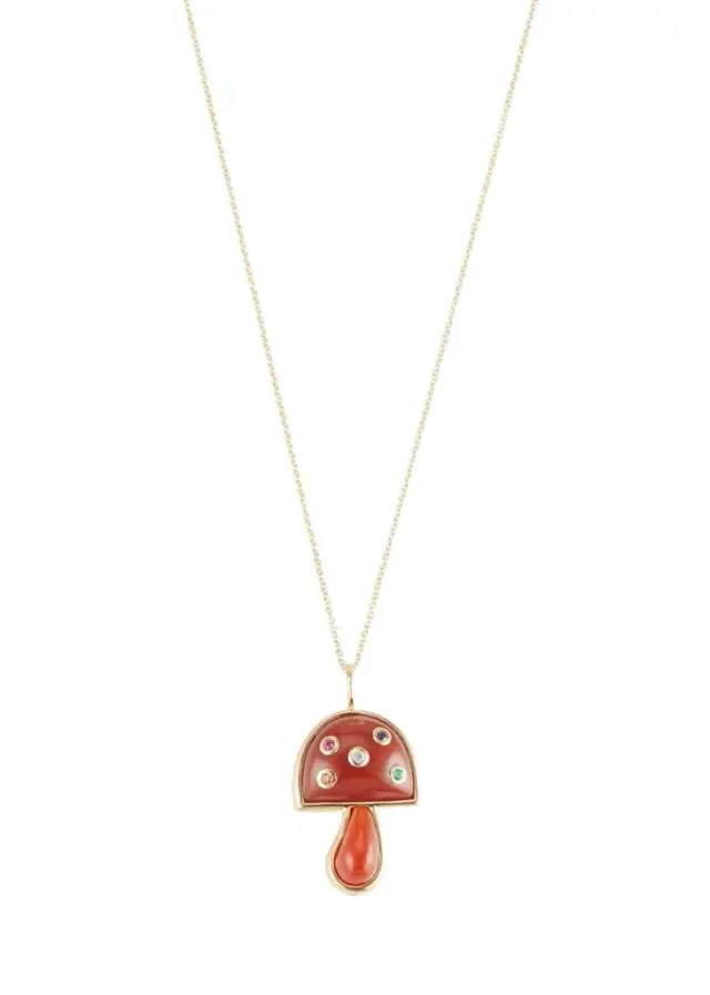 Brent Neale Mini Mushroom Pendant with Sapphires on Chain, 16"L
