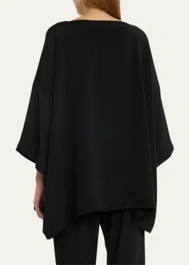 Eskandar Three-Quarter Sleeve Bateau Neck Tunic Top (Long) | Thumbnail 3