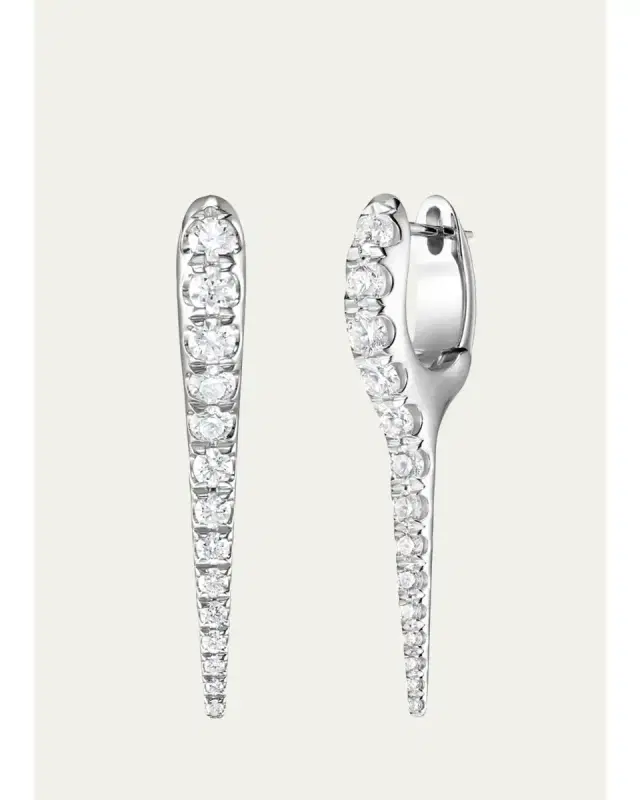 Melissa Kaye 18K White Gold Lola Needle Earrings with Diamonds