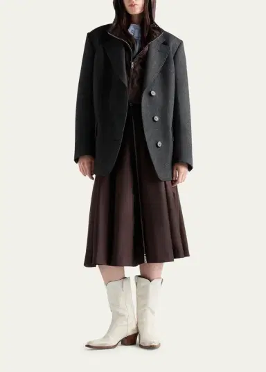 Prada Re-Nylon Zip-Front Midi Skirt | Thumbnail 6