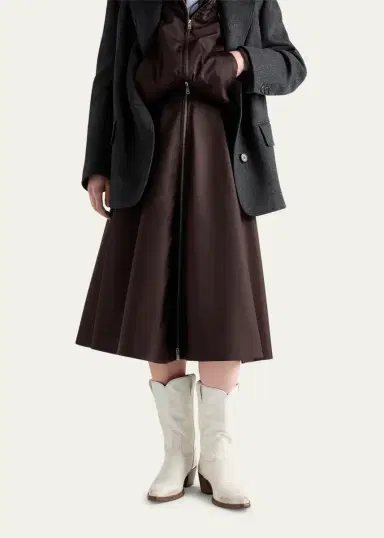 Prada Re-Nylon Zip-Front Midi Skirt | Thumbnail 8