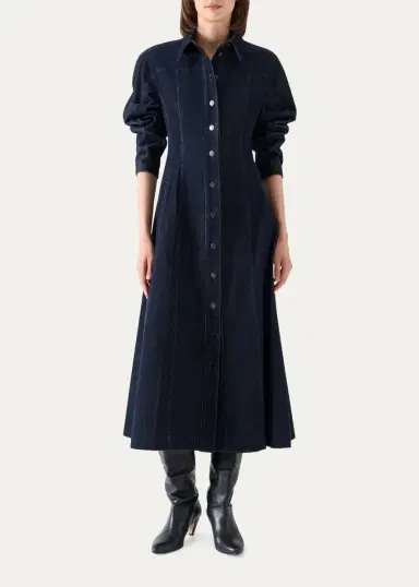 Akris punto Changent Micro Corduroy Midi Dress | Thumbnail 4