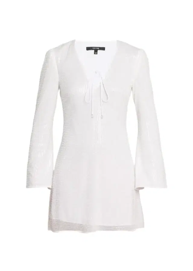 Toccin Raine Sequined Flared-Sleeve Mini Dress Coverup
