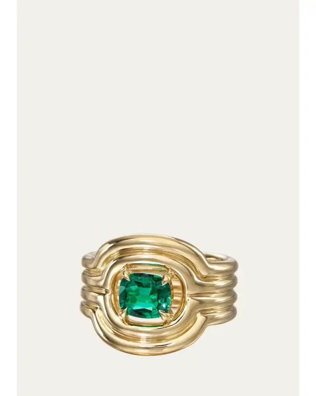 Melissa Kaye 18K Rocky Rae Pinky Ring with Emerald