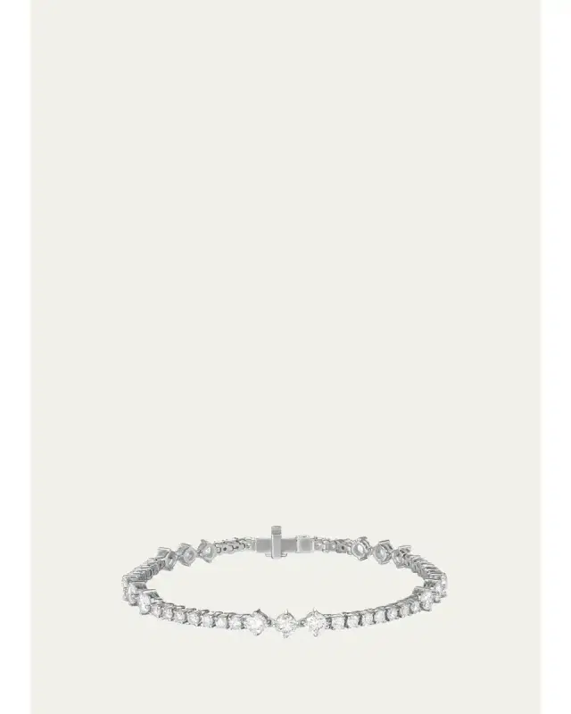 Melissa Kaye 18K White Gold Stella Triplet Station Diamond Tennis Bracelet