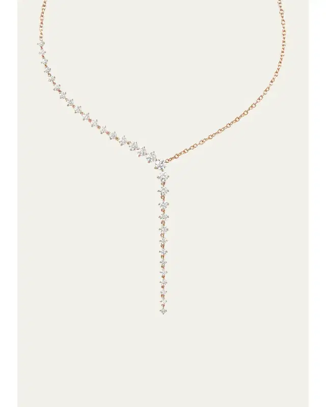 Melissa Kaye 18K Rose Gold Aria Cascade Necklace with Diamonds