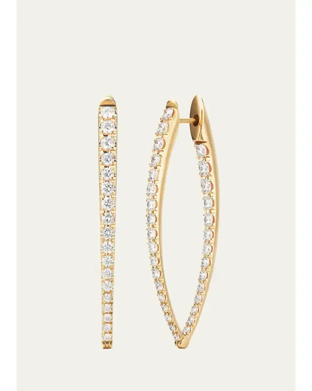 Melissa Kaye 18K Yellow Gold Cristina Earrings with Pave Diamonds