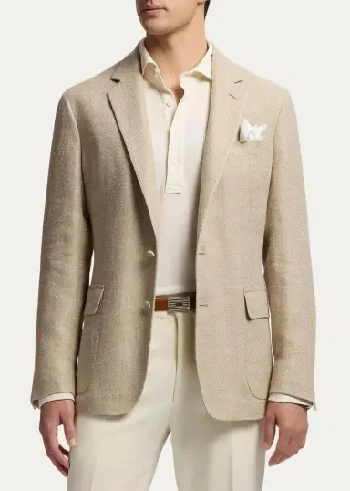 Ralph Lauren Purple Label Men's Hadley Hand-Tailored Herringbone Sport Jacket | Thumbnail 4
