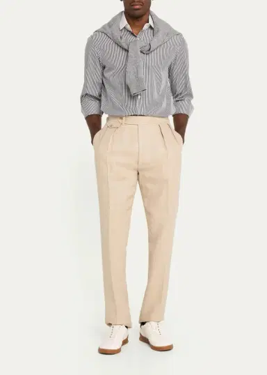Ralph Lauren Purple Label Men's Pleated Tapered-Leg Trousers | Thumbnail 2