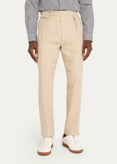 Ralph Lauren Purple Label Men's Pleated Tapered-Leg Trousers | Thumbnail 4