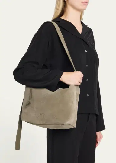 Loewe Men's Loop Medium Hobo Bag in Suede | Thumbnail 2 Loewe Men's Loop Medium Hobo Bag in Suede | Thumbnail 2