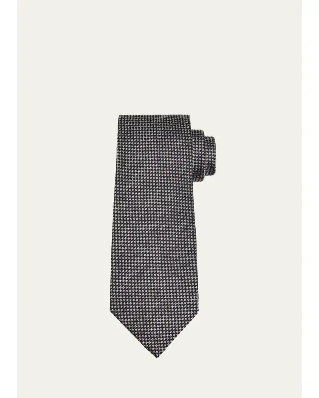 Tom Ford Men's Micro-Geometric Woven Silk Tie