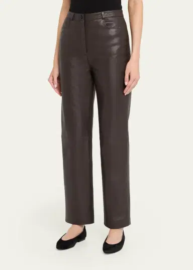 Loulou de Saison Cobe Leather Straight-Leg Pants | Thumbnail 4