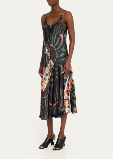 Dries Van Noten Dibelle Patchwork Satin Midi Slip Dress | Thumbnail 4 Dries Van Noten Dibelle Patchwork Satin Midi Slip Dress | Thumbnail 4