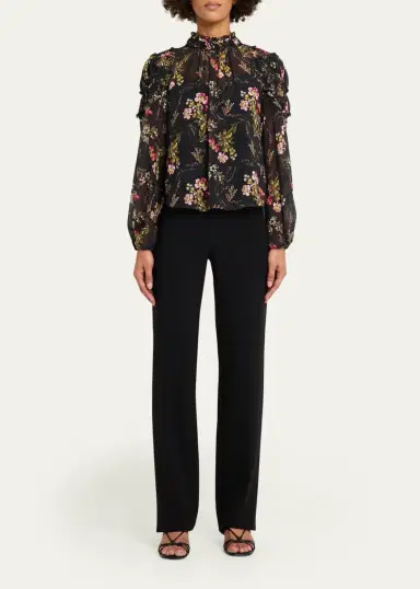 Cinq à Sept Long-Sleeve Love Letter Floral Blouse | Thumbnail 2