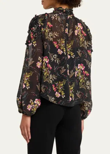 Cinq à Sept Long-Sleeve Love Letter Floral Blouse | Thumbnail 3