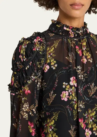Cinq à Sept Long-Sleeve Love Letter Floral Blouse | Thumbnail 5