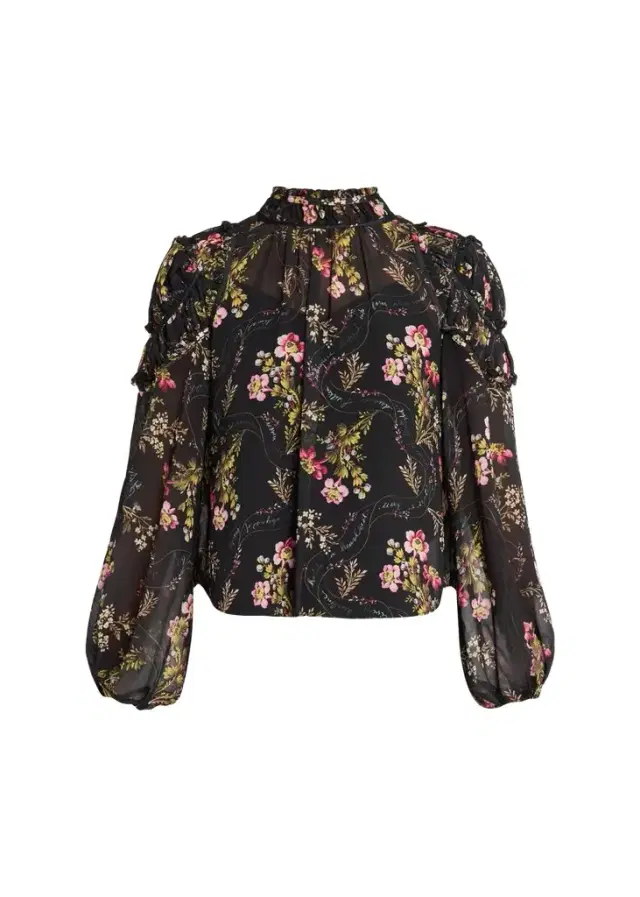 Cinq a Sept Long-Sleeve Love Letter Floral Blouse