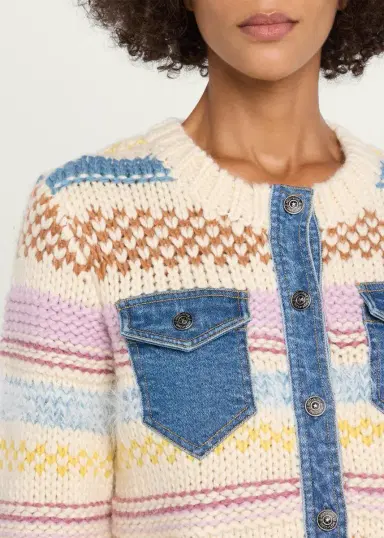 Cinq à Sept Suki Denim & Wool Combo Cardigan | Thumbnail 5 Cinq à Sept Suki Denim & Wool Combo Cardigan | Thumbnail 5