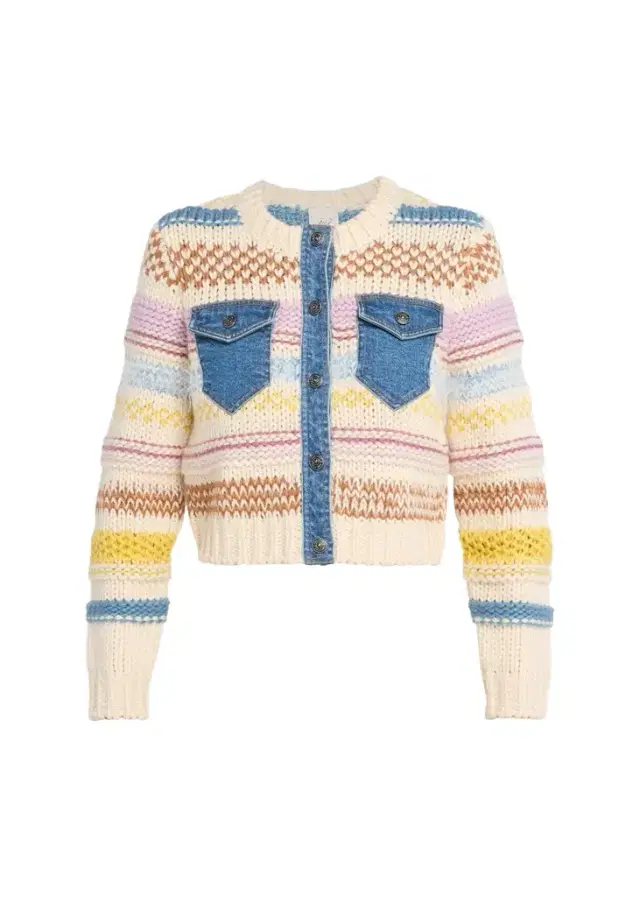 Cinq à Sept Suki Denim & Wool Combo Cardigan
