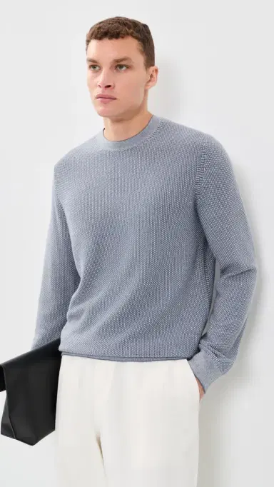 Vince Geo Jacquard Crew Neck Sweater Late Evening/Classic Cream | Thumbnail 2 Vince Geo Jacquard Crew Neck Sweater Late Evening/Classic Cream | Thumbnail 2