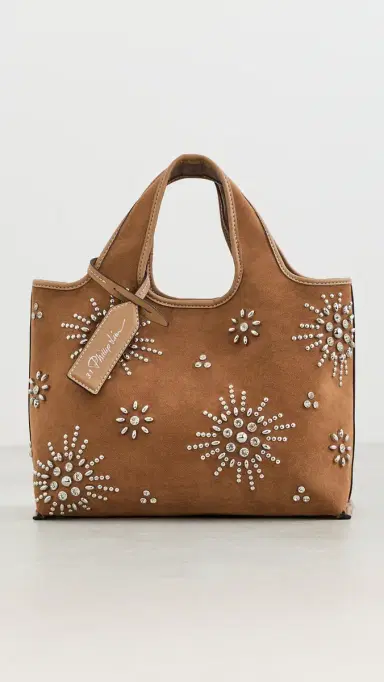 3.1 Phillip Lim Faux Suede Market Tote with Studded Embellishments Sable One Size | Thumbnail 2 3.1 Phillip Lim Faux Suede Market Tote with Studded Embellishments Sable One Size | Thumbnail 2