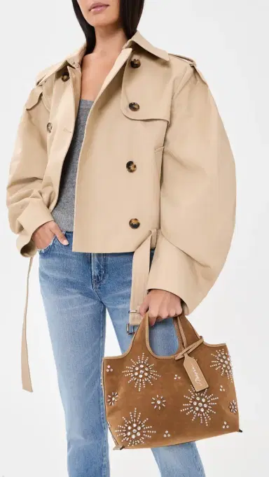 3.1 Phillip Lim Faux Suede Market Tote with Studded Embellishments Sable One Size | Thumbnail 3 3.1 Phillip Lim Faux Suede Market Tote with Studded Embellishments Sable One Size | Thumbnail 3