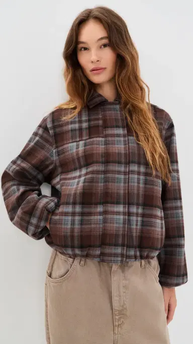 Joe's Jeans The Bella Bomber Jacket Brown/Blue Plaid | Thumbnail 2