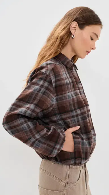 Joe's Jeans The Bella Bomber Jacket Brown/Blue Plaid | Thumbnail 4