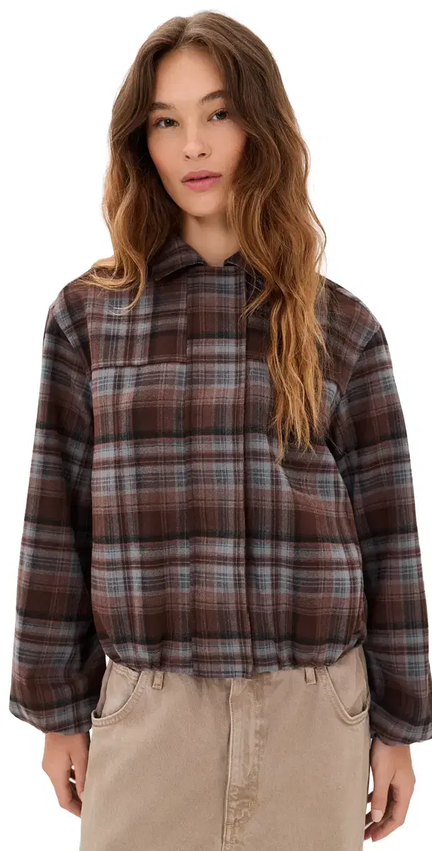 Joe's Jeans The Bella Bomber Jacket Brown/Blue Plaid