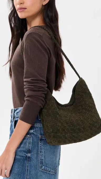 BEMBIEN Serena Suede Shoulder Bag Olive Suede One Size | Thumbnail 3