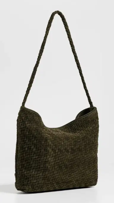 BEMBIEN Serena Suede Shoulder Bag Olive Suede One Size | Thumbnail 4
