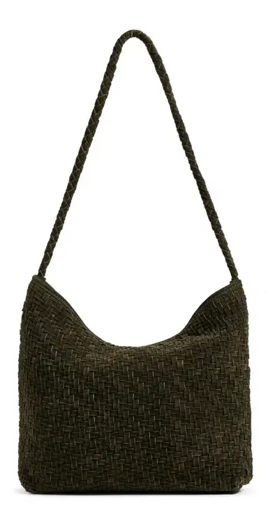 BEMBIEN Serena Suede Shoulder Bag Olive Suede One Size | Thumbnail 1
