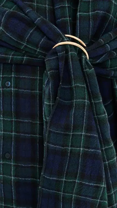 DARKPARK Georgia Detachable Scarf Button Down Shirt Blue/Green/White | Thumbnail 6 DARKPARK Georgia Detachable Scarf Button Down Shirt Blue/Green/White | Thumbnail 6