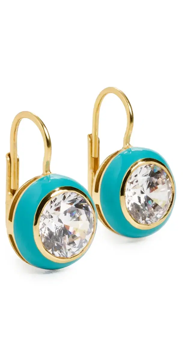 HART Enamel Bezel Drop Earrings Bright Blue One Size