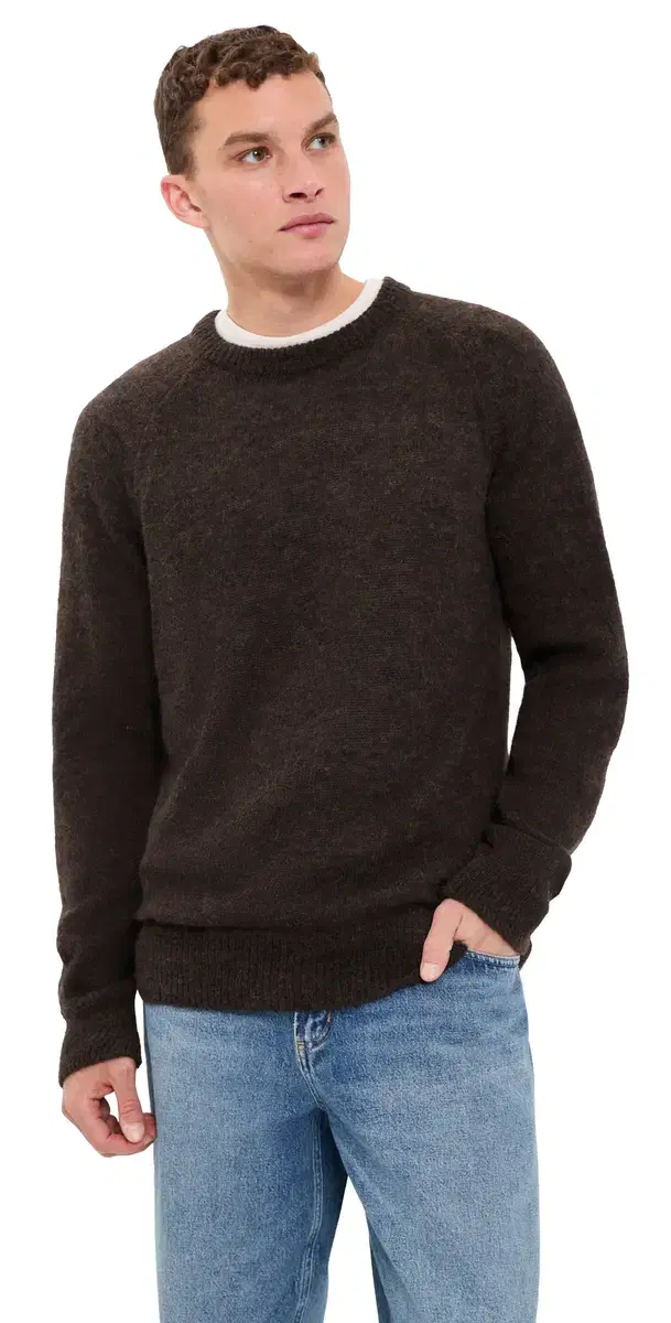 Lyon Alpaca Knit Crew Sweater Brown Lyon Alpaca Knit Crew Sweater Brown
