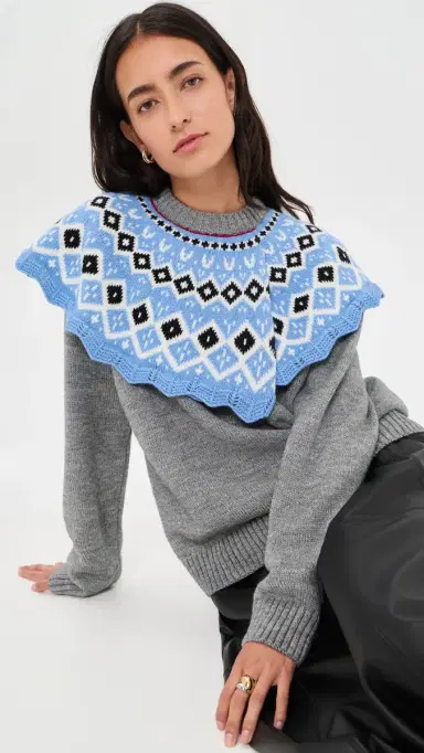 MSGM Fair Isle Cape Sweater Grey | Thumbnail 2