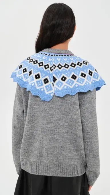 MSGM Fair Isle Cape Sweater Grey | Thumbnail 4
