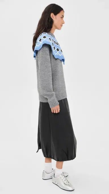 MSGM Fair Isle Cape Sweater Grey | Thumbnail 5