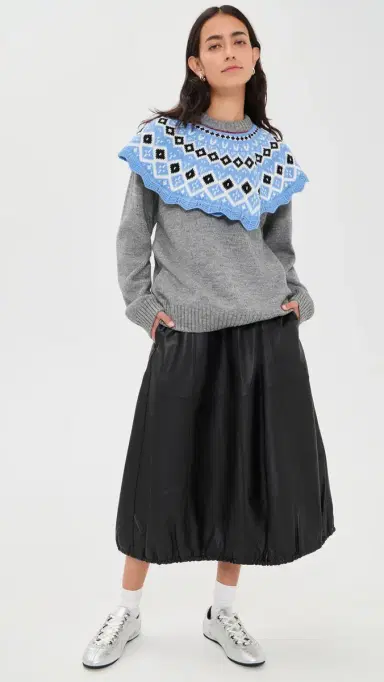 MSGM Fair Isle Cape Sweater Grey | Thumbnail 6