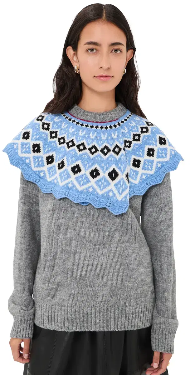 MSGM Fair Isle Cape Sweater Grey